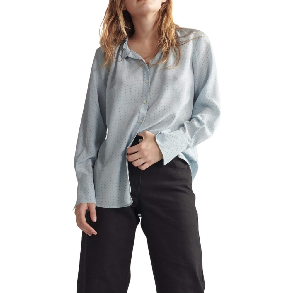 Thakoon Silk Smocked Neck Button-Down Top